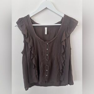 NWOT Gentle Fawn Paulette Ruffled Brown Top Size Medium